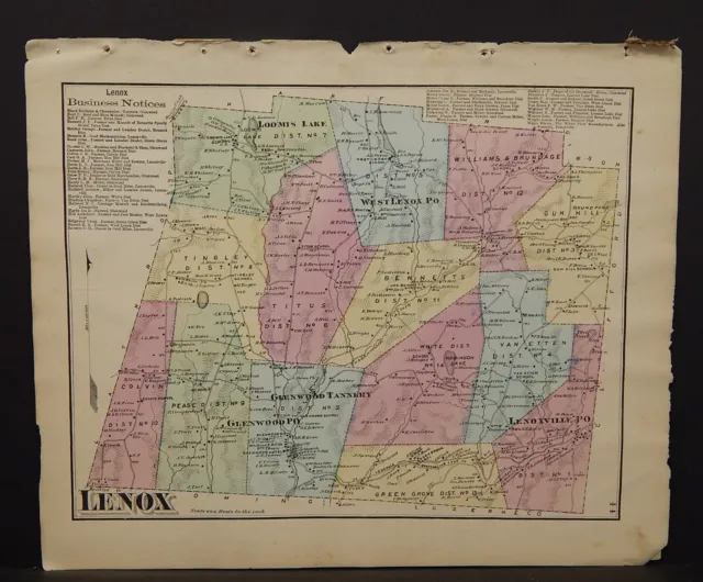 Pennsylvania Susquehanna County Map Lenox Township 1872 W16#13