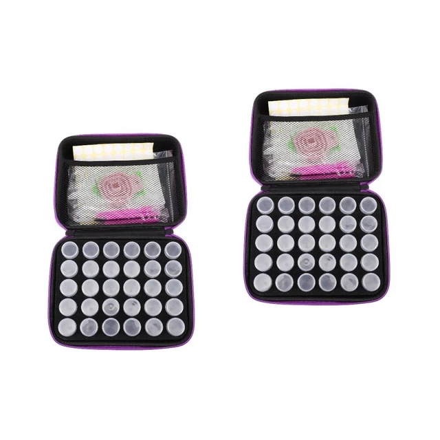 2 set di strumenti di pittura diamantati tessuto Oxford stoccaggio set unghie viola