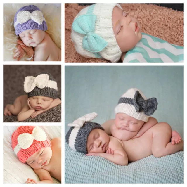 Chapeau bébé fille garçon bébé avec bonnet arc hôpital nouveau-né confortable beanie 3