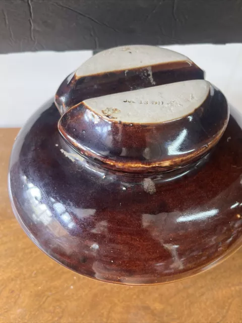 rare antique vintage marked 1911 large skirt brown porcelain pottery insulator