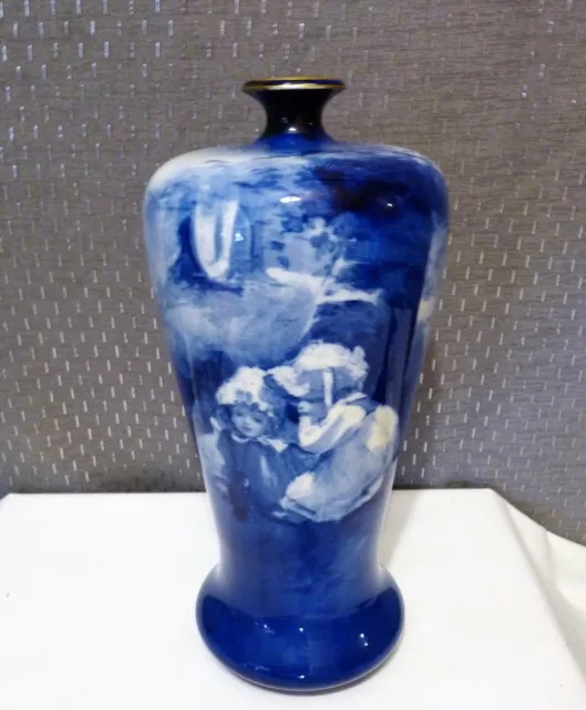 DOULTON BURSLEM England "Blue Children" Series Ware GIRLS WITH TINY WITCH Vase