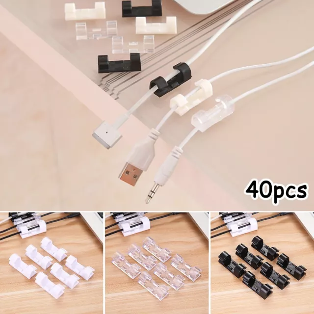 Tidy Wire Cable Cord Clips Clamp for Table Wall Holder (62 characters)