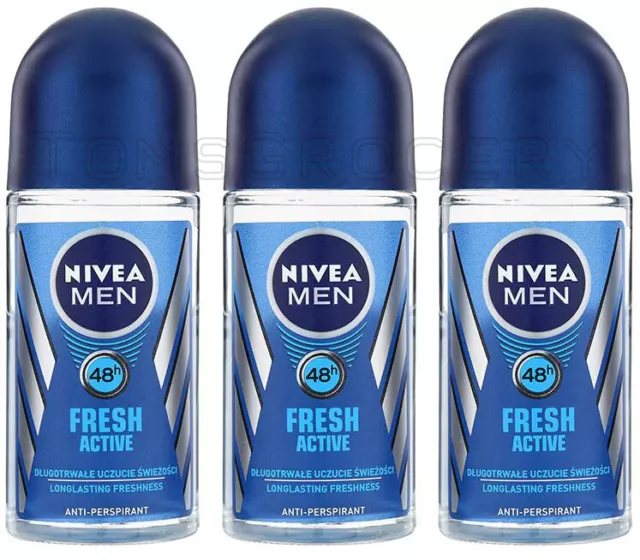 3 NIVEA HOMBRE FRESCO ACTIVO Larga Duración 48h Desodorante Antitranspirante