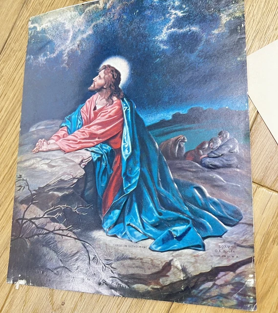 JESUS CHRIST IN The Garden Of Gethsemane Praying A. Scheer Art Print ...