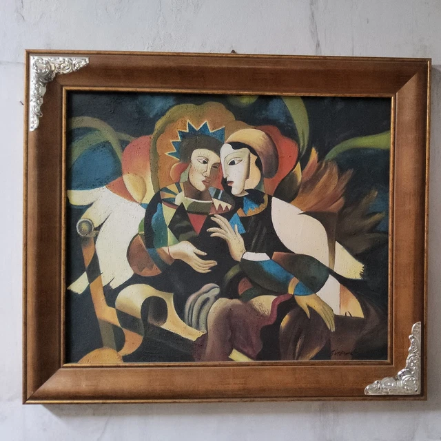 Quadro Falso D'AUTORE oleg zhivetin DIPINTO A MANO SU TELA cornice legno 63x73