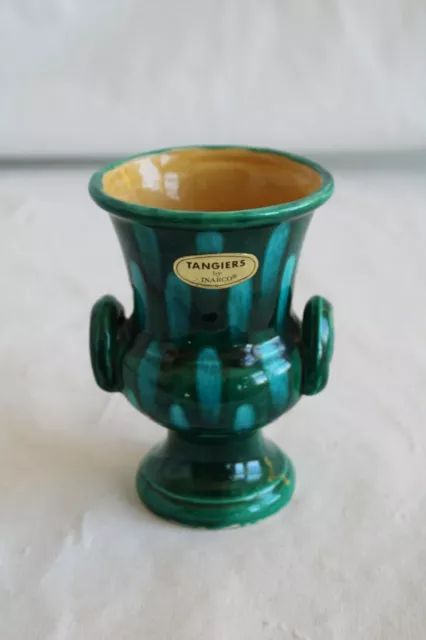 Vintage labeled 2-handle Ceramic Inarco Vase Japan  Tangiers