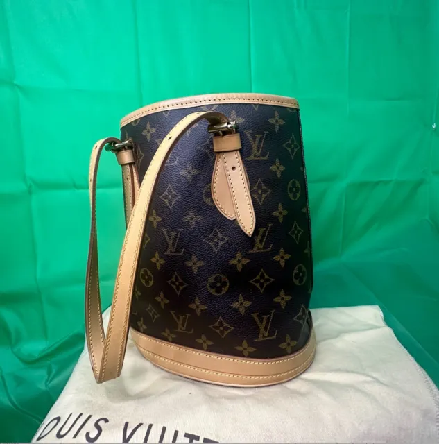 LOUIS VUITTON M42238 Monogram Petit bucket PM Shoulder Bag Tote Bag Brown