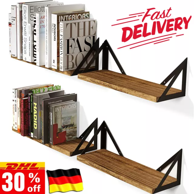 Hängeregal Wandregal 3er Set Schweberegal Bücher Regal MDF Holz Wandboard Metall