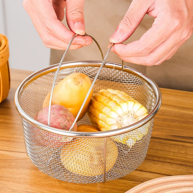 Kichvoe Dampfkorb Aus Edelstahl 24 Cm – Für Dim Sum, Brötchen, Gemüse, Zum Dämpfen Im Topf Oder Reiskocher
