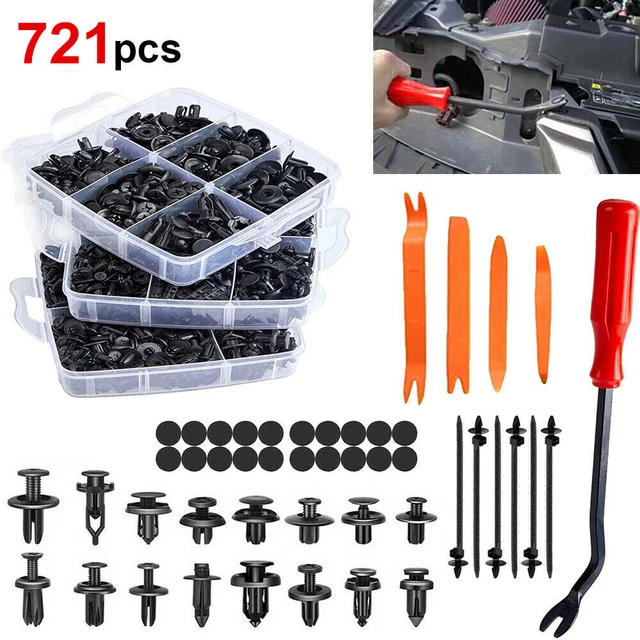 721Pcs Car Retainer Clips Auto Fasteners Push Trim Clips Pin Rivet Bumper Kit