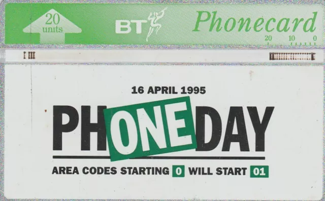 UK BT British Telecom 20units Phonecard Phone Card Used Phone Day 1995