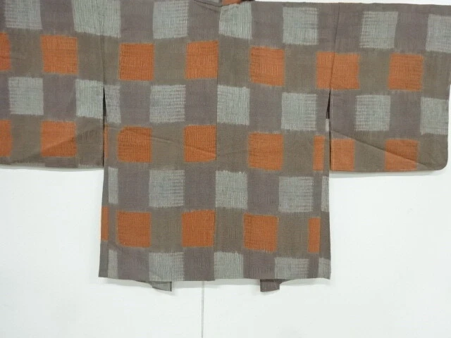 40509# Japanese Kimono / Haori / Itajime Shibori / Checkered