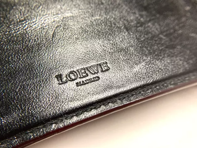 Loewe Vintage Anagram Emblem Embossed Leather Wallet Bifold Spain Black 2