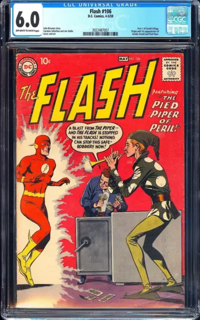 Flash #106 CGC 6.0 (1959) Origin & 1st App. of Gorilla Grodd & Piper! KEY! L@@K!