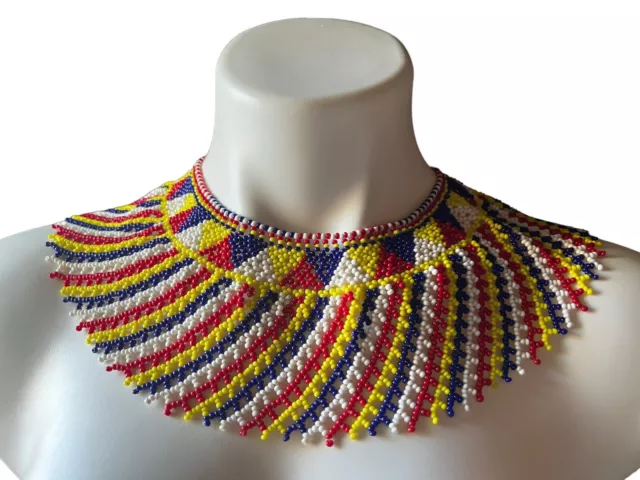 Huichol Hand Beaded Necklace Colorful Statement Piece Party Attire Gift Comfort