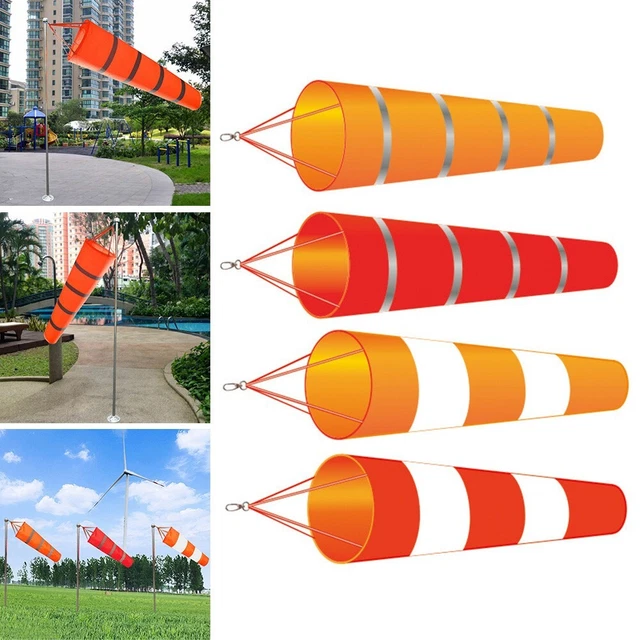 Manche à Air Orange 80 Cm Avec Bandes Réfléchissantes - Pour Mesurer La Direction Et La Force Du Vent - Extérieur, Aéroports, Chantiers