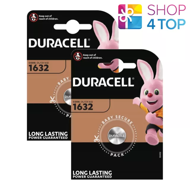 2 Duracell Cr1632 Batteries Lithium 3V Coin Cell Button Dl1632 1Bl Exp 2031 New