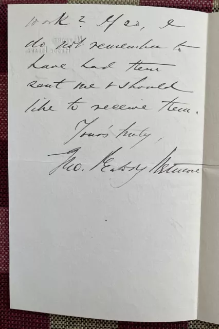 George Peabody Wetmore Signed Letter 1898  Autographed U.S. Senator Rhode Island