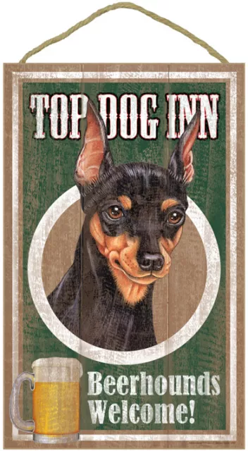 Top Dog Inn Beerhounds Miniature Pinscher Bar Sign Plaque dog pet 10"x16"  Beer