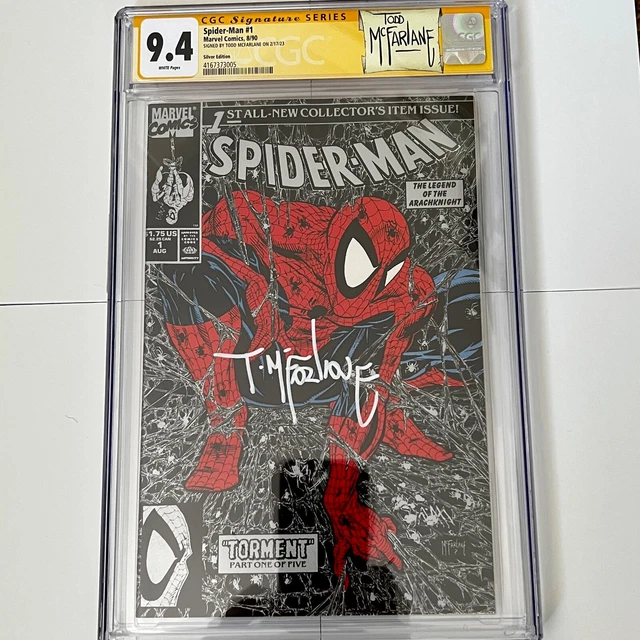 🔥🔥 Spider-man #1 Silver Edition 1990 CGC SS 9.4 Signed by Todd McFarlane  🔥🔥