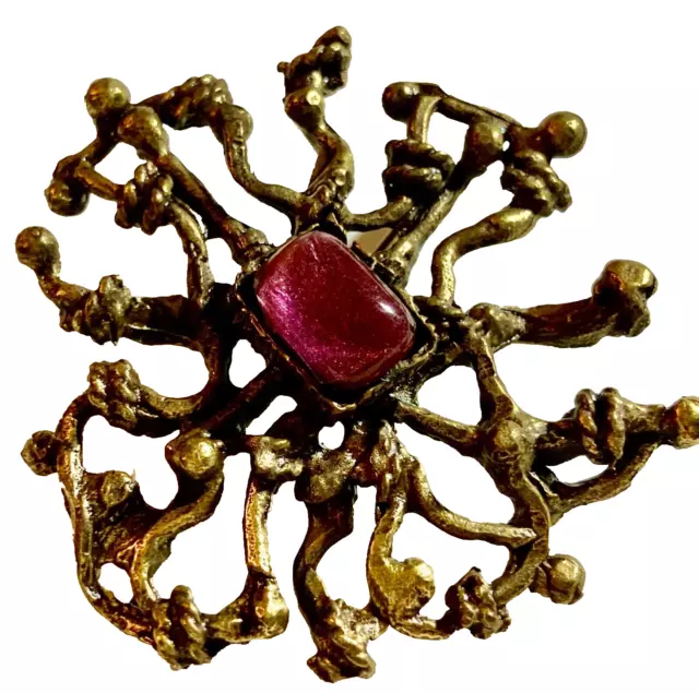Broche Moderniste Signée Lumen - Création Xavier Loubens - Quartz Et Métal - Occasion