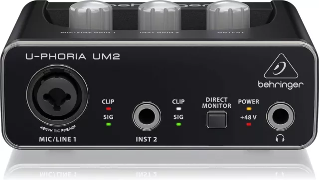 Behringer UM2 Audiophiles 2x2 USB Audio Interface mit XENYX Mikrofonvorverstärke