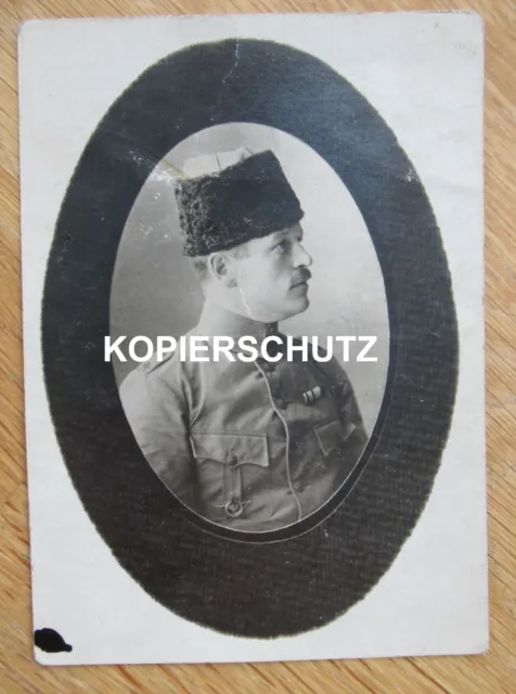 Altes Portrait Foto deutscher Türkei - Kämpfer / Eiserner Halbmond / 1. WK