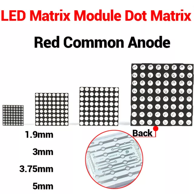 8x8 1.9mm 3mm 3.75mm 5mm LED Matrix Module Dot Matrix Red Display Common Anode