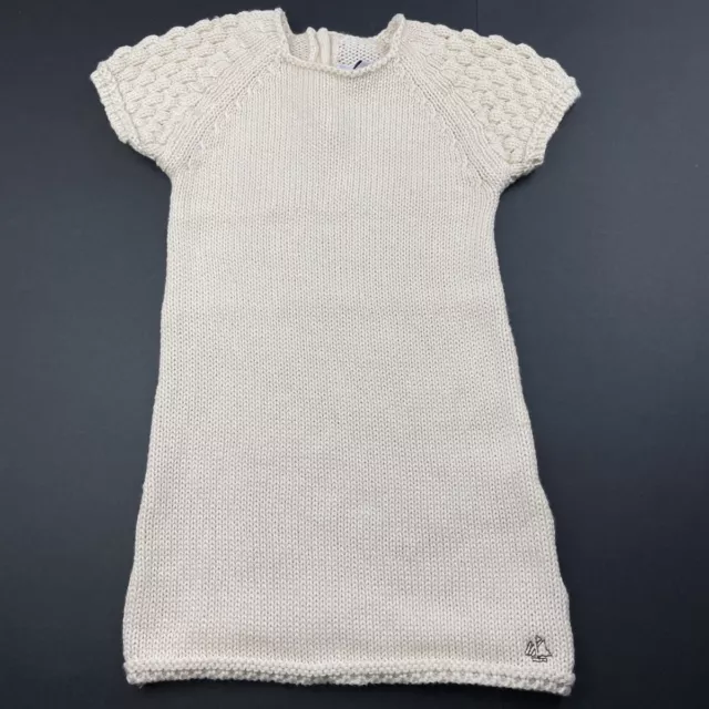 Girls size 0, Petit Bateau, knitted wool / cotton short sleeve dress, EUC