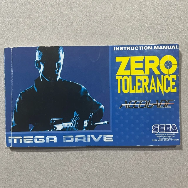 🕹️ Zero Tolerance (SEGA Megadrive PAL Manual only) ** No Game or Box **