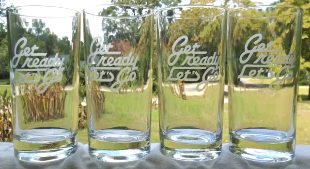 Set of 4 John Deere Etched "Get Ready, Let's Go" Tumbler Tom Collins Glasses