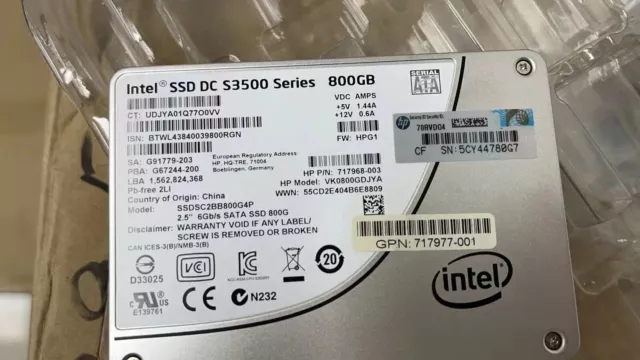 20 pcs Intel 800GB DC S3500 6G/s 2.5" SATA SSD SSDSC2BB800G4P HP Version