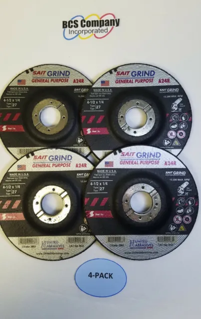 United Abrasives-SAIT 20063 4-1/2x1/4 Grinding Wheel (4 Pack) A24R