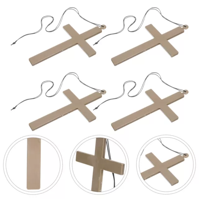 4 Pcs Halloween Cross Plastic Priest Costume Props Necklace