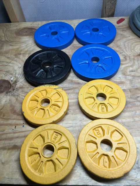 5lb x 4 - 2.5lb x 4 1" Hole Cast Iron Weight Plates 30lbs Total