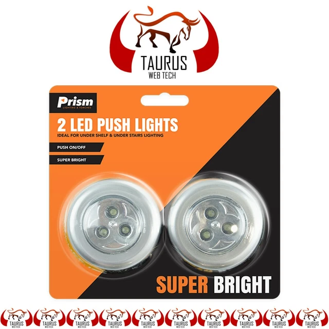 8X 3 LED Touch Push On Off Light Self Stick On Click Battery Button