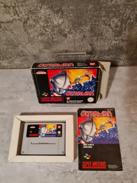 SNES Super Nintendo Ultraman con IMBALLO ORIGINALE e istruzioni FAH 3