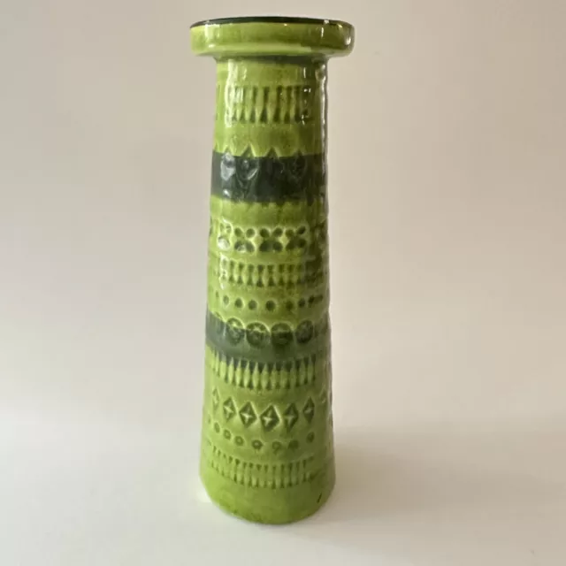 MCM Pottery Bud Vase Bitossi Style Lime and Avocado Green 6.5" Napcoware Vintage