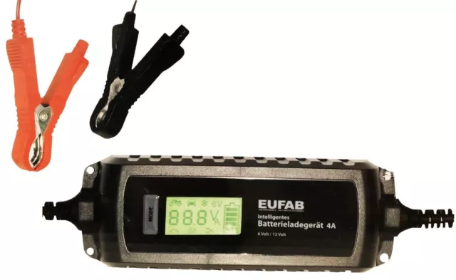 Eufab Intelligentes Batterieladegerät 6/12V 4A, auch für