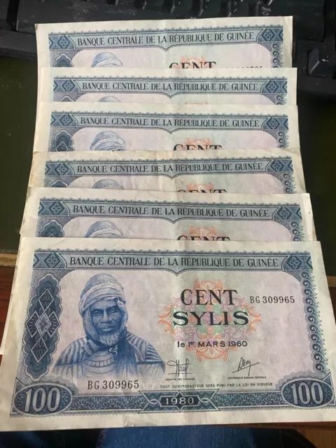 GUINEA 100 Sylis 1960 Banque Centrale République Guinée paper Money