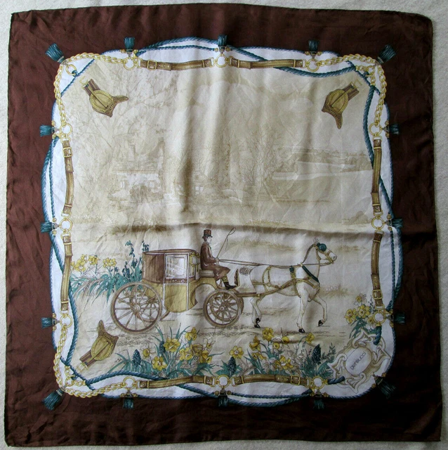 Foulard Carré Vintage En Soie 100% - 86x86 Cm - Rose - Made In Italy - Occasion