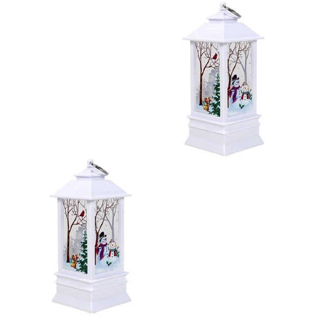 Confezione da 2 Lampada da Notte Natale Maniglia Natale Luce Decorazione Lanterna Babbo Natale Ornamento