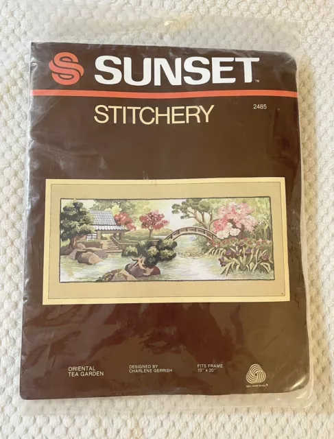 Sunset Designs Stitchery Kit #2485 Oriental Tea Garden Fits Frame 10"x20"
