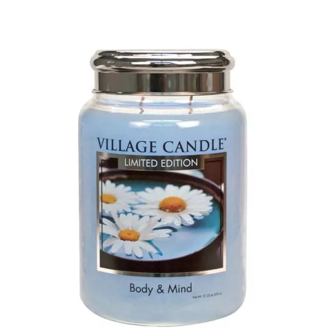 Body And Mind Scented Village Candle 26oz Glass Jar Bergamot Iris Fragrance