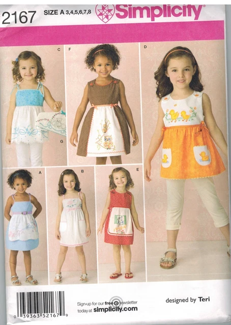 2167 Uncut Simplicity Cartamodello Ragazze Abiti Hangar Cover Gioco Scuola Oop