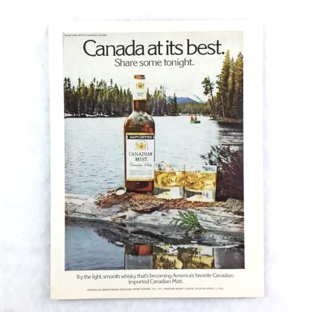 Canadian Mist Whisky 70s VINTAGE PRINT AD Liquor Turner Lake British Columbia
