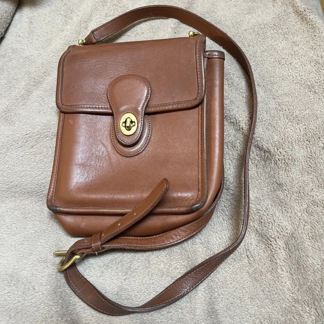 Vintage Coach Large Swinger Bag Leather Shoulder Bag British Tan 4040