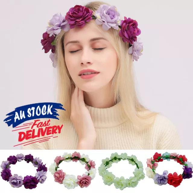 Women Wedding Headband Boho Wreath Flower Floral Hair Crown Garland Headpiece