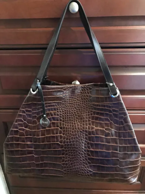 Fiore Made in Italy Handbag Tote Embossed Croc X-Large NWt Gorgeous 7