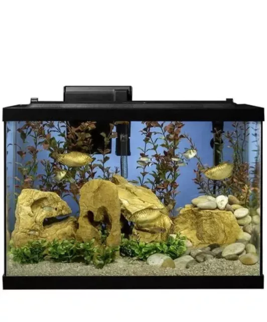 20-Gallon Aquarium Starter Kit Fish Tank LED Hood w/ Filter Heater Plants Decor